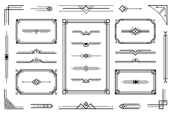 Download Linear Geometric Art Deco Ornaments - Art deco Collection