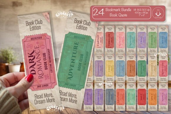 Download Book Club Ticket Bookmark Bundle Reading - Bookmark Collection
