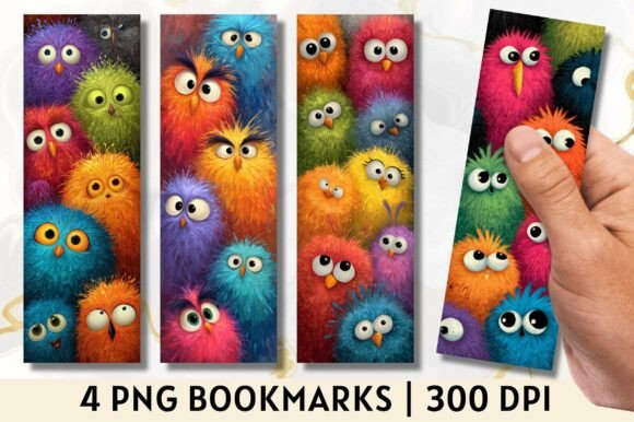 Download Colorful Fluffy Monster Kids Bookmark - Bookmark Collection